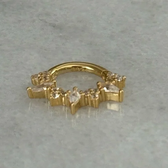 Gold Crystal Spike Helix Daith Tragus Septum Hoop Ring Earring 

Brand New - Picture 3 of 5